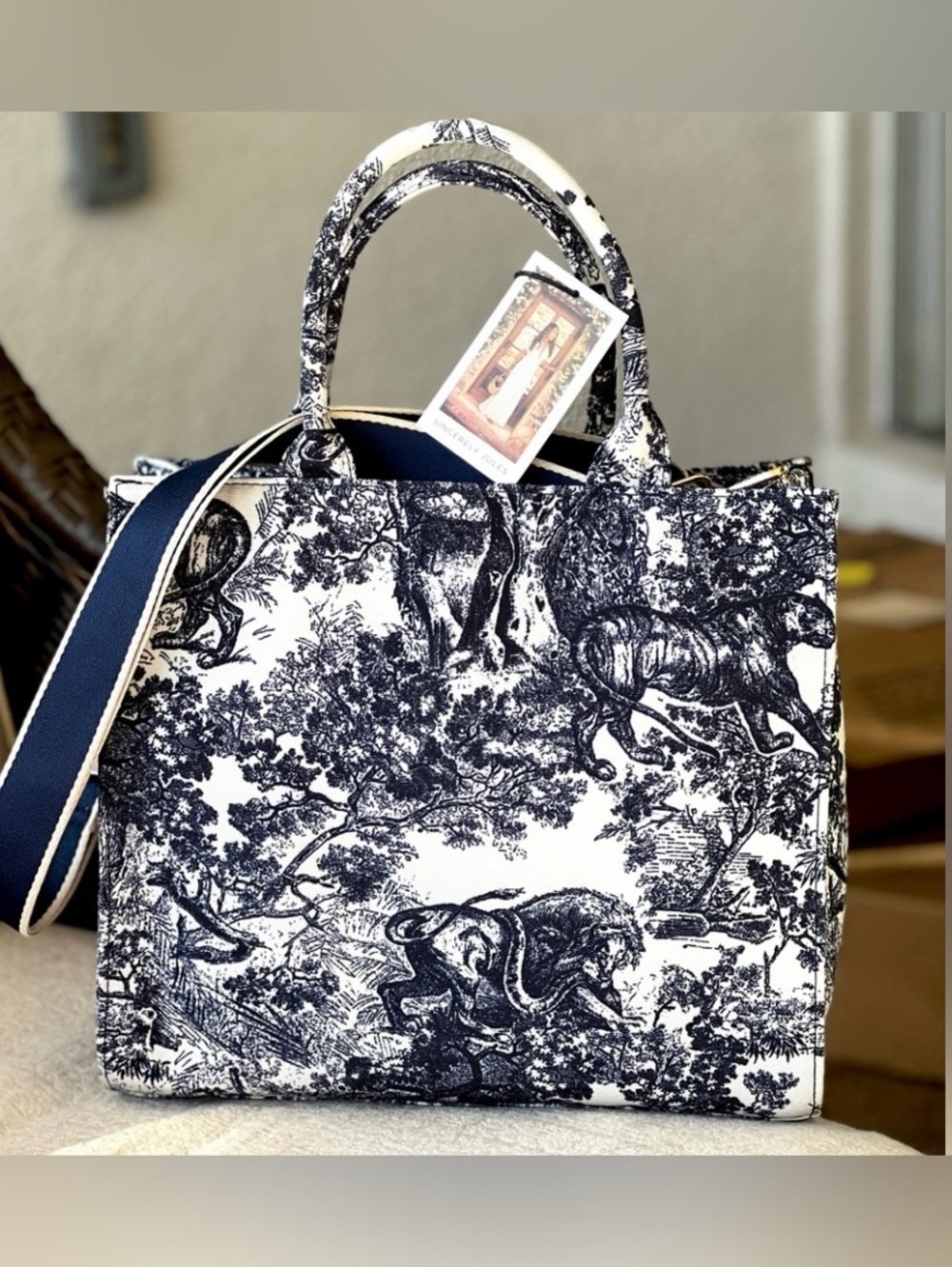 SINCERELY JULES Textile tote with crossbody handle